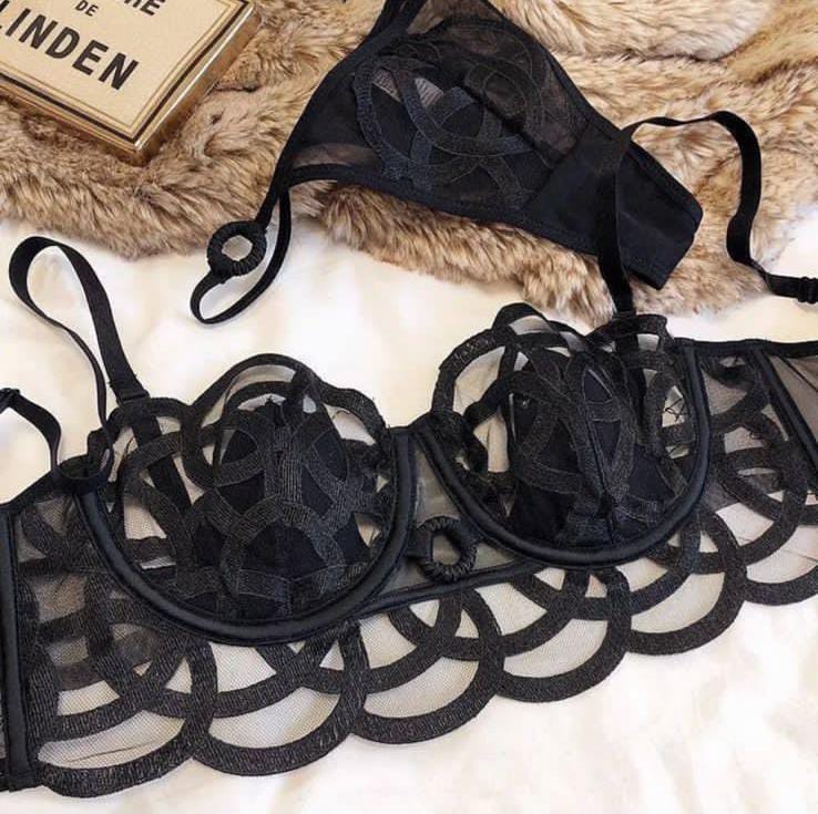 Net See Through Transparent Bra Set