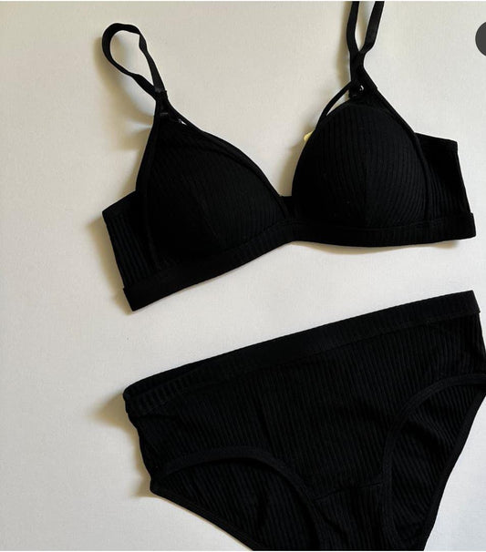 Plain Cotton Push-Up Bra Set