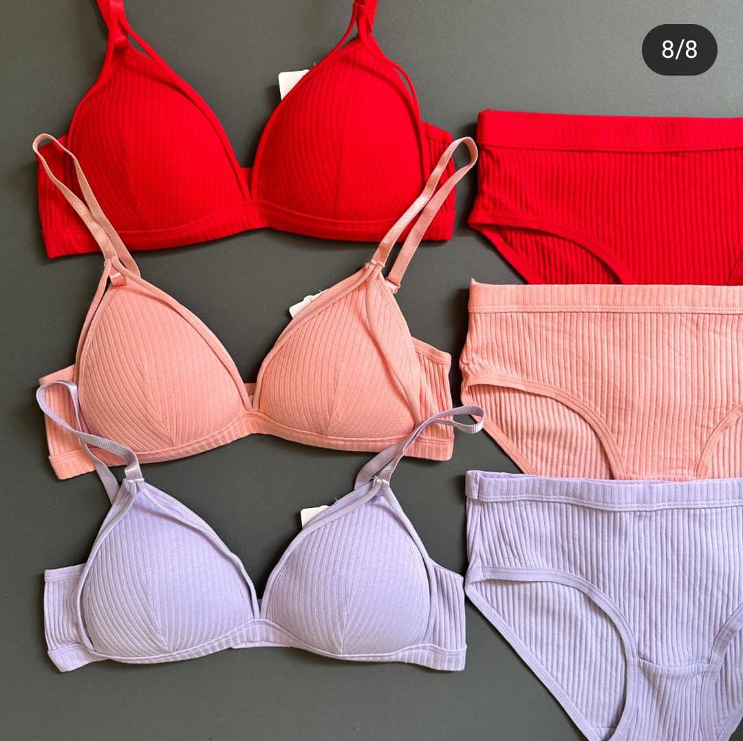 Plain Cotton Push-Up Bra Set