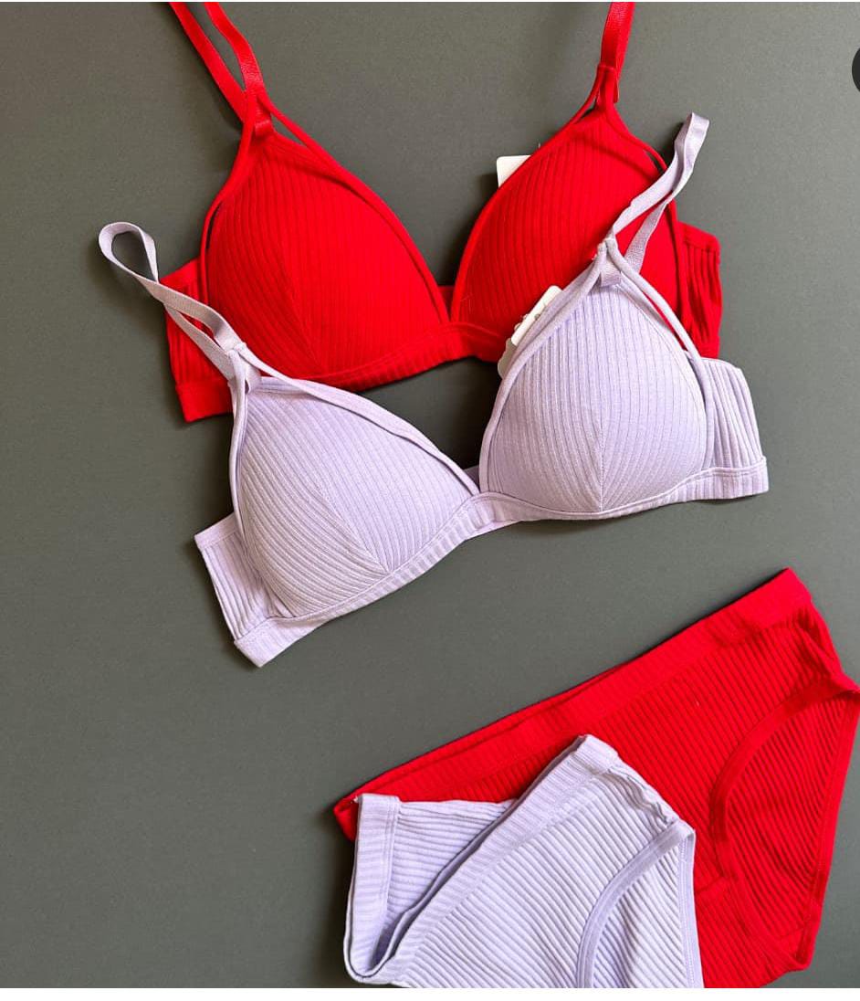 Plain Cotton Push-Up Bra Set