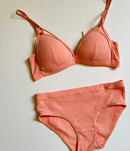 Plain Cotton Push-Up Bra Set