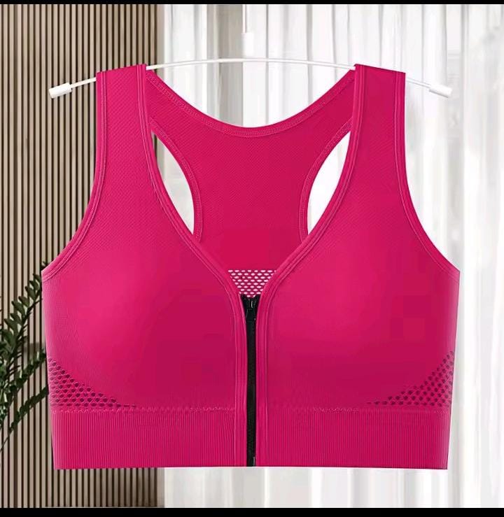Premium Melange Zip Sports Bra
