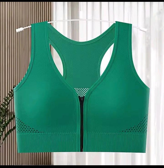 Premium Melange Zip Sports Bra