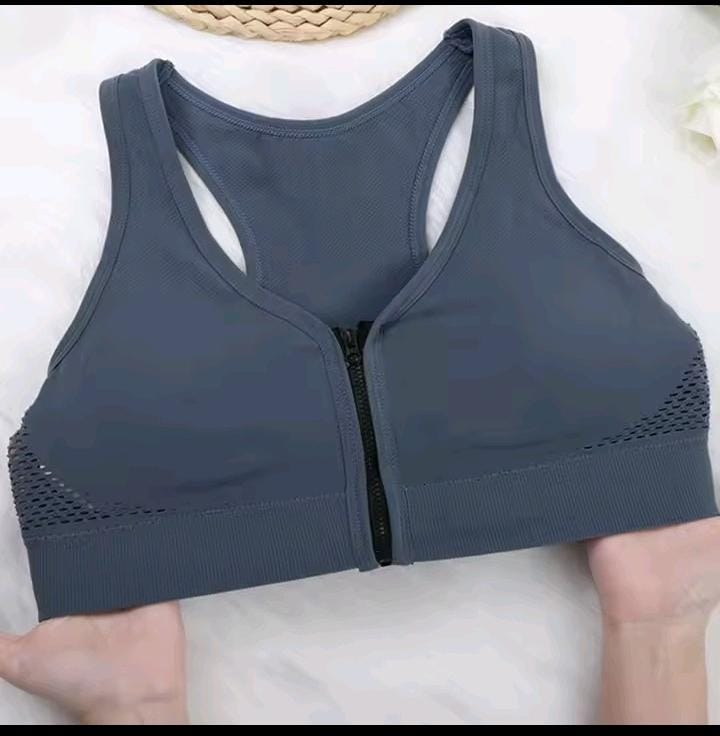 Premium Melange Zip Sports Bra