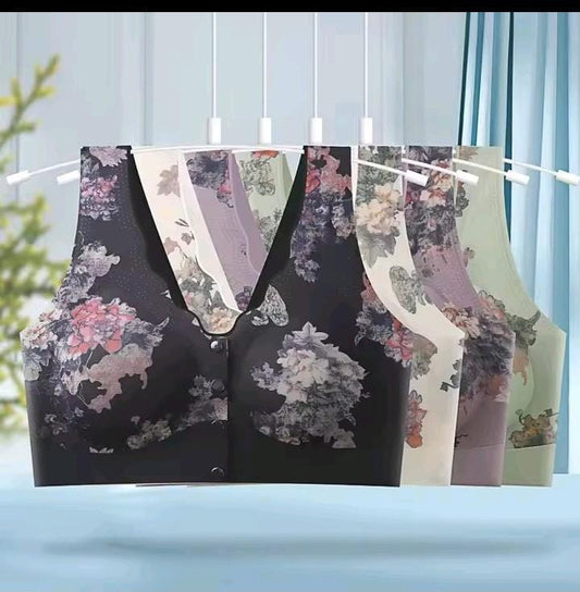 Floral Button Bra