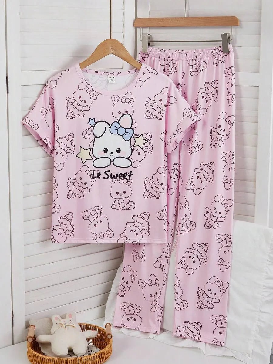 Sweet Bear Half Sleeve Printed Night Suit (7-16 Years)