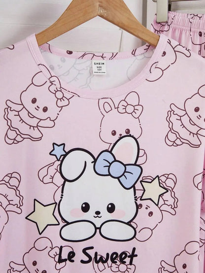 Sweet Bear Half Sleeve Printed Night Suit (7-16 Years)