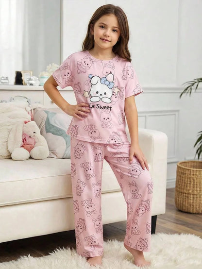 Sweet Bear Half Sleeve Printed Night Suit (7-16 Years)