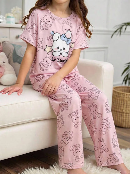 Sweet Bear Half Sleeve Printed Night Suit (7-16 Years)