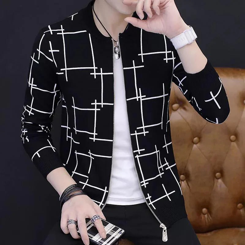 Unisex Winter Black Printed Zipper Jacket