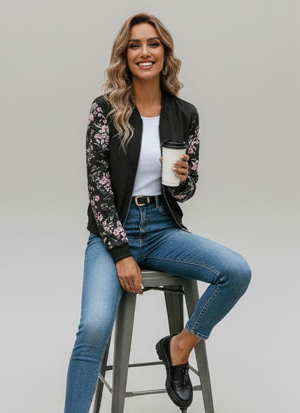 Winter Fleece Floral Printed Jacket For Women