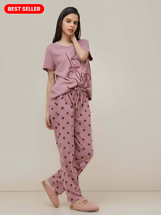 Love Sleep Printed Night Suit