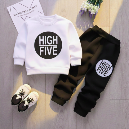 White High Five Printed Kids Winter Suit