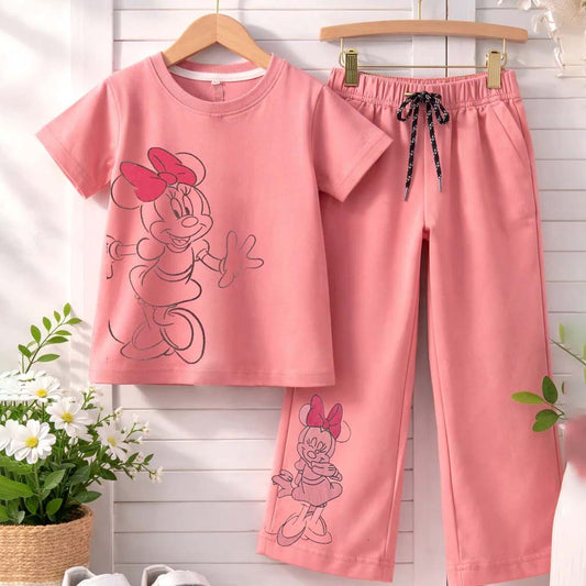 Pink Minnie Mouse Half Sleeve Kids Suit