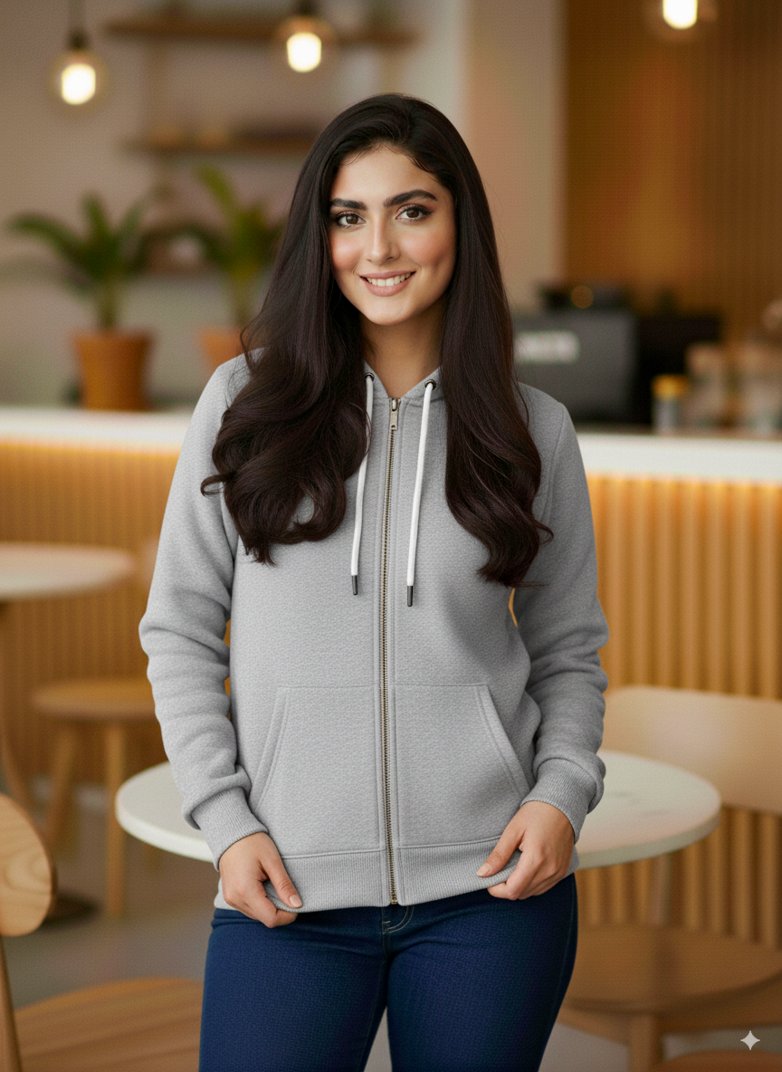 Winter Grey Zipper Hoodie