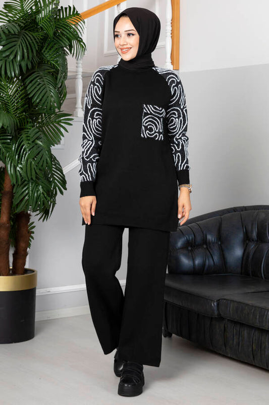 Winter Wood Printed Style Long Sleeves 2 PC Co-Ord Set
