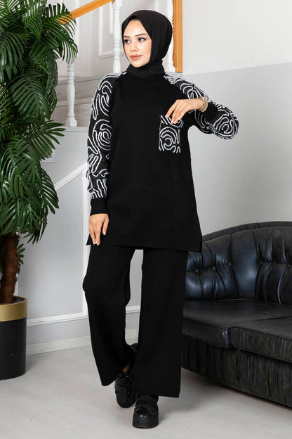 Winter Wood Printed Style Long Sleeves 2 PC Co-Ord Set