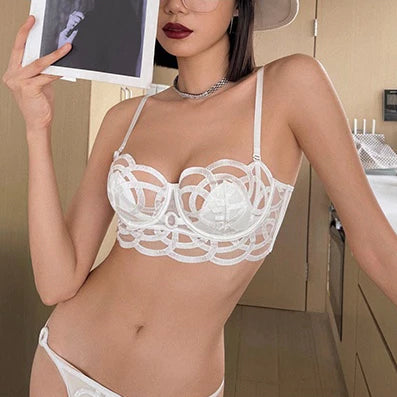 Net See Through Transparent Bra Set