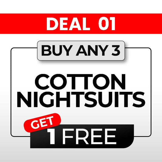 Pack of 3 + Get 1 Free (4 Women Cotton Jersey Night Suit) – Deal 1
