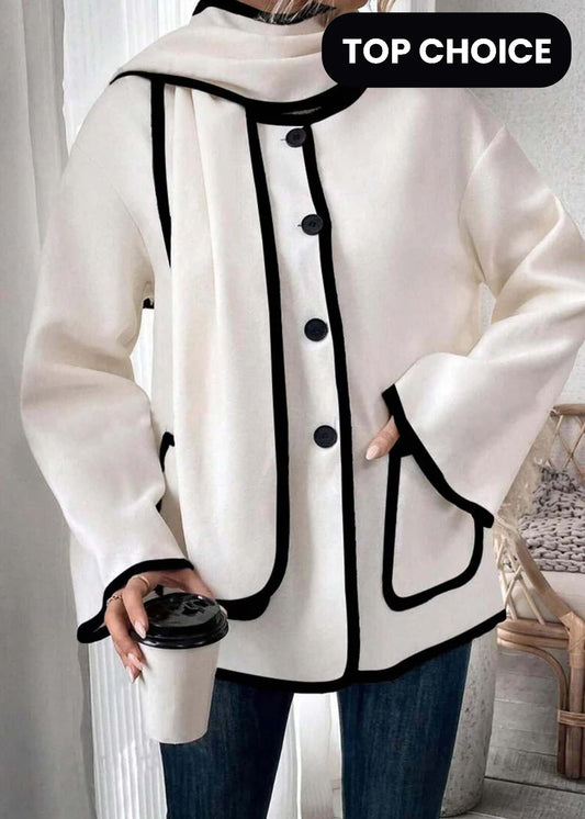 Long Sleeve Winter Trim Coat + Shawl