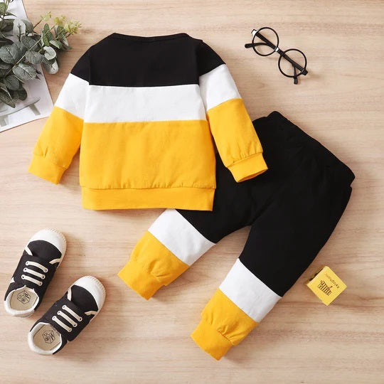 Black & Yellow Panel Happy Everyday Printed Kids Winter Suit (Each)