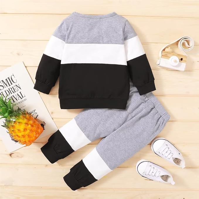 Grey & Black Panel Happy Everyday Printed Kids Winter Suit (Each)
