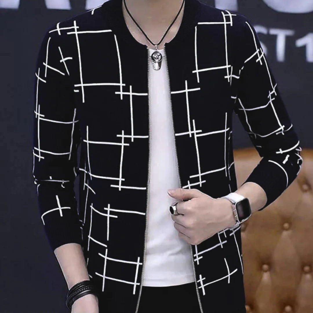 Unisex Winter Black Printed Zipper Jacket