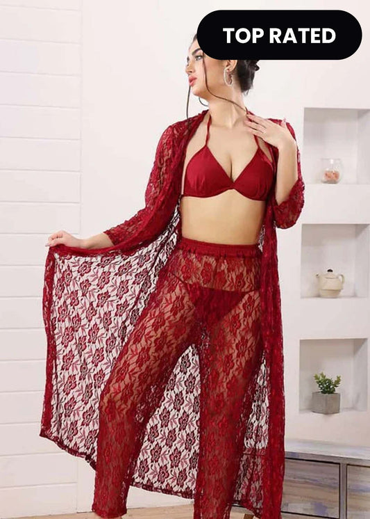 4 Piece Net Nighty Set