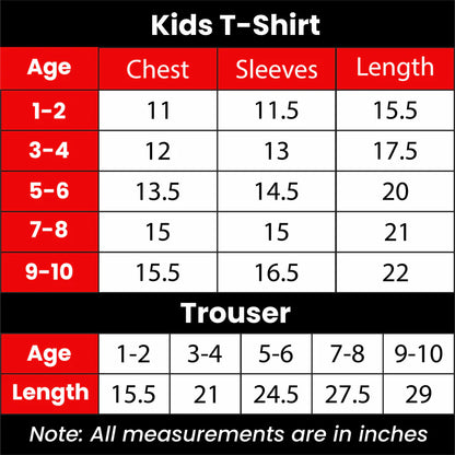 Red Trapezium Half Sleeve Kids Suit (Each)