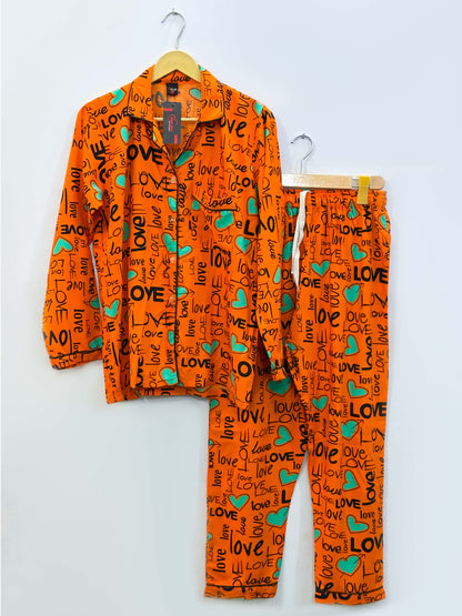 Imported Linen Printed Love Heart PJ Set-LP6