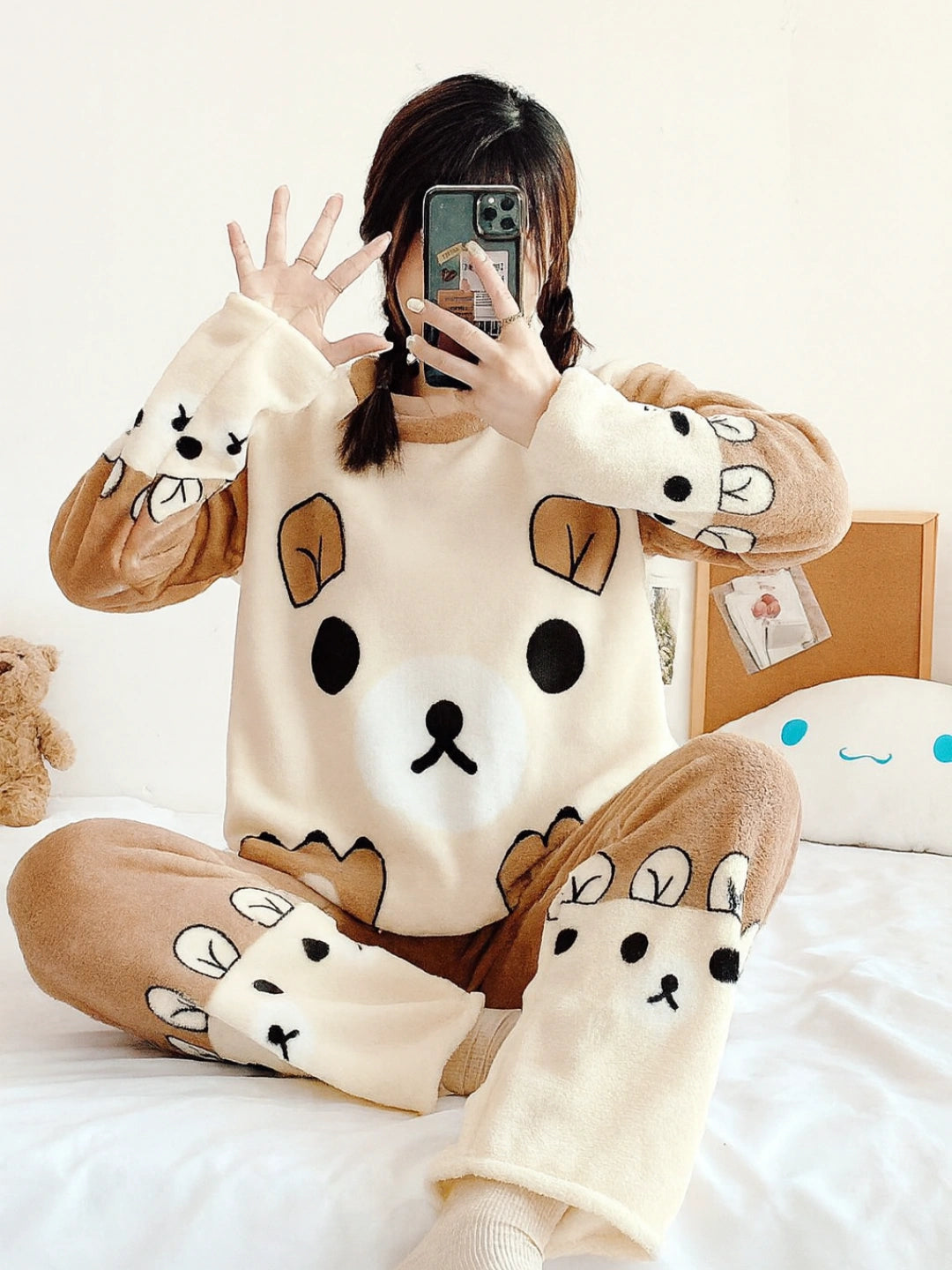 Winter Premium Fleece Bear Face Printed Night Suit