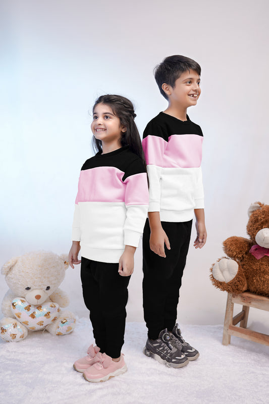 Pink Panel Printed Kids Winter Suit (Each)