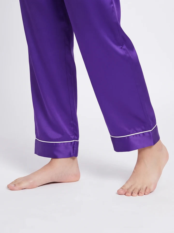 Purple Satin Silk Pj Set