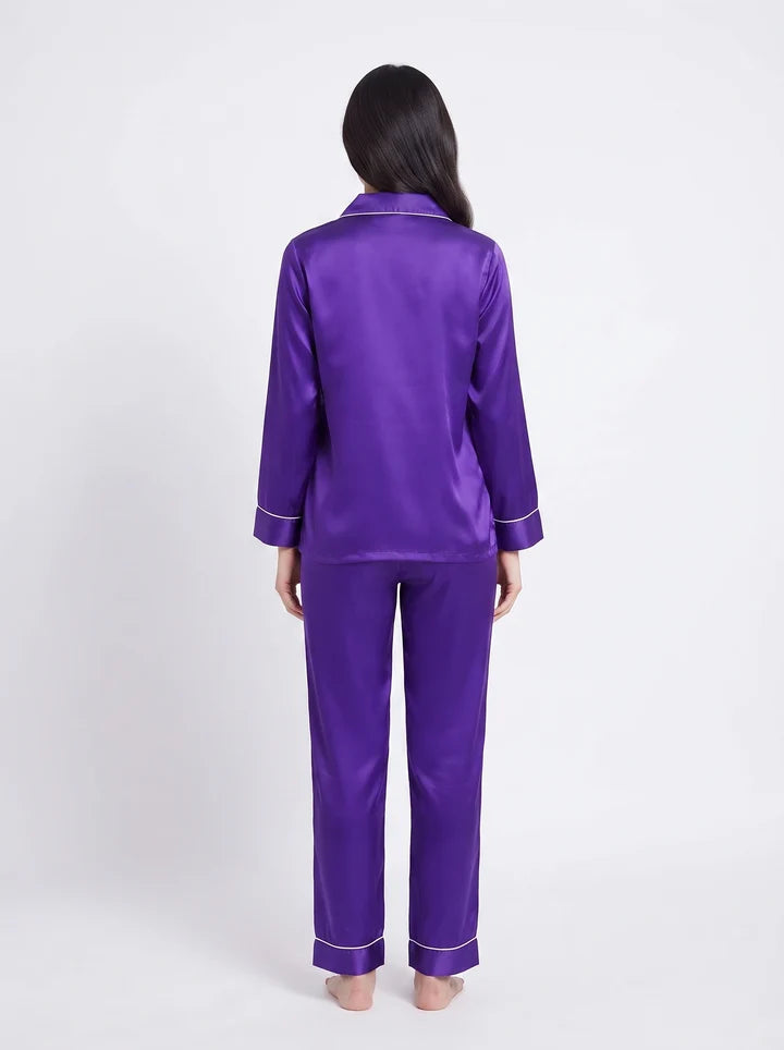 Purple Satin Silk Pj Set