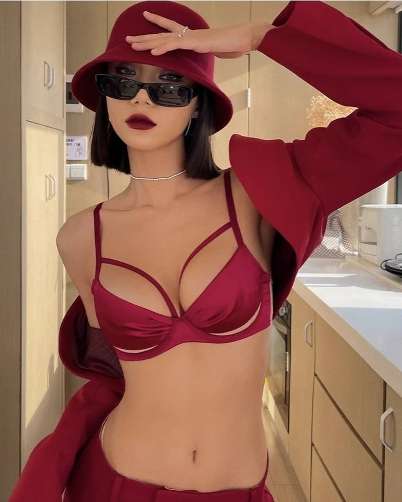 Ribbon Silk Bra Set
