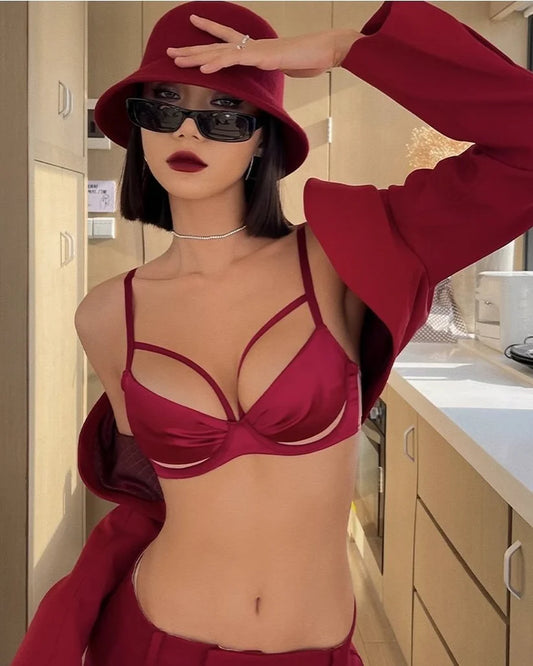 Ribbon Silk Bra Set