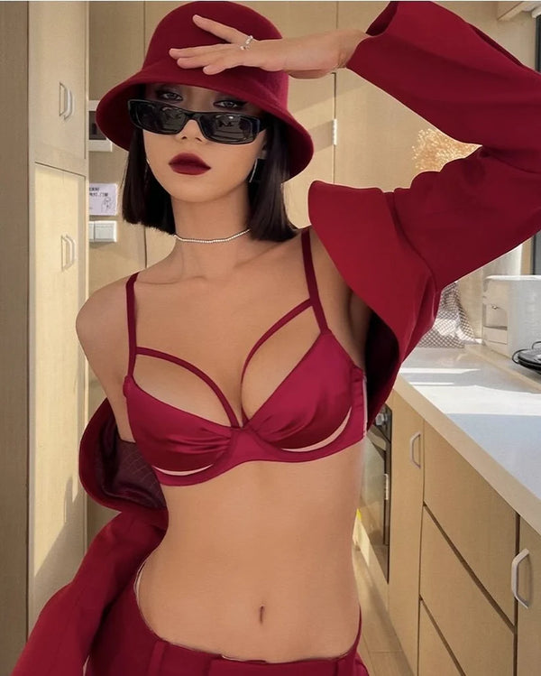 Ribbon Silk Bra Set