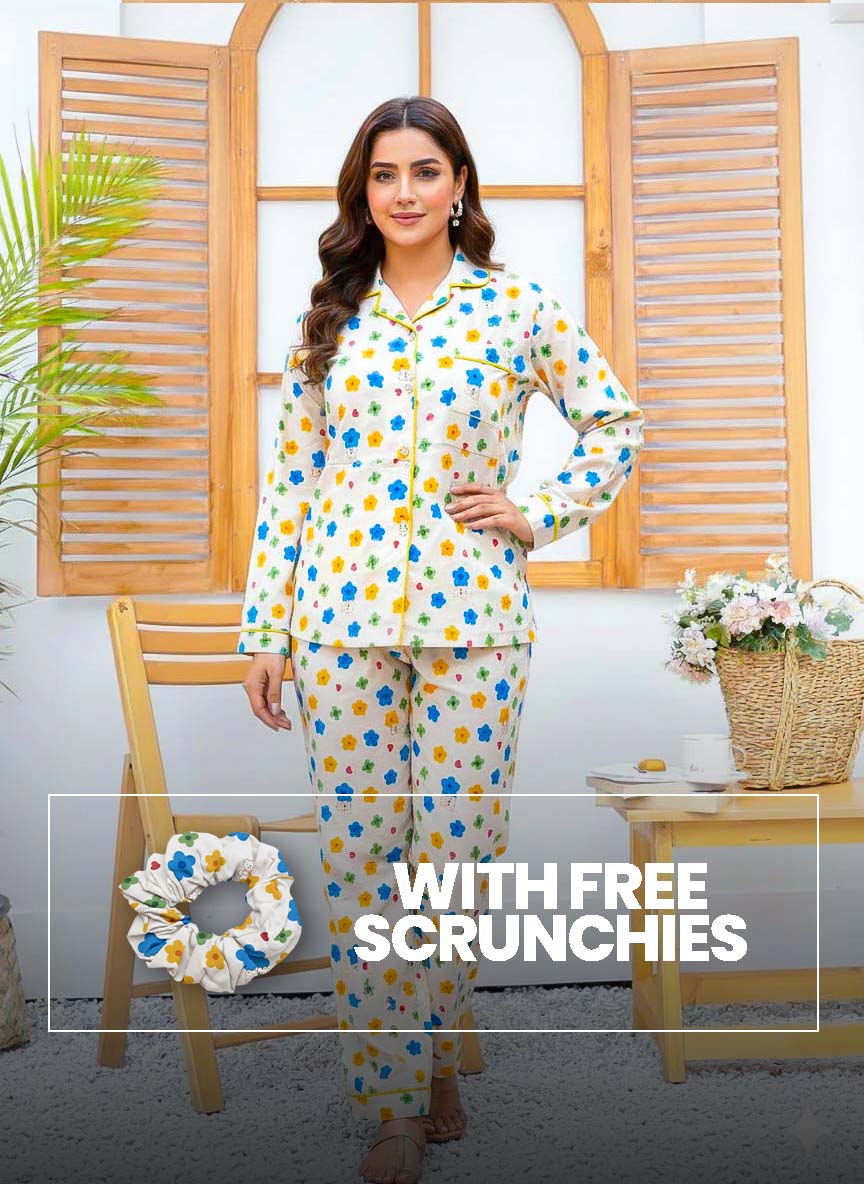 Imported Linen Printed Multi Flower PJ Set-LP26