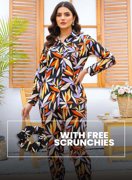 Imported Linen Printed Flower Bales PJ Set-LP10