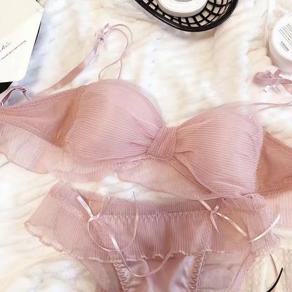 Ribbon Butterfly Style Padded Bra Set