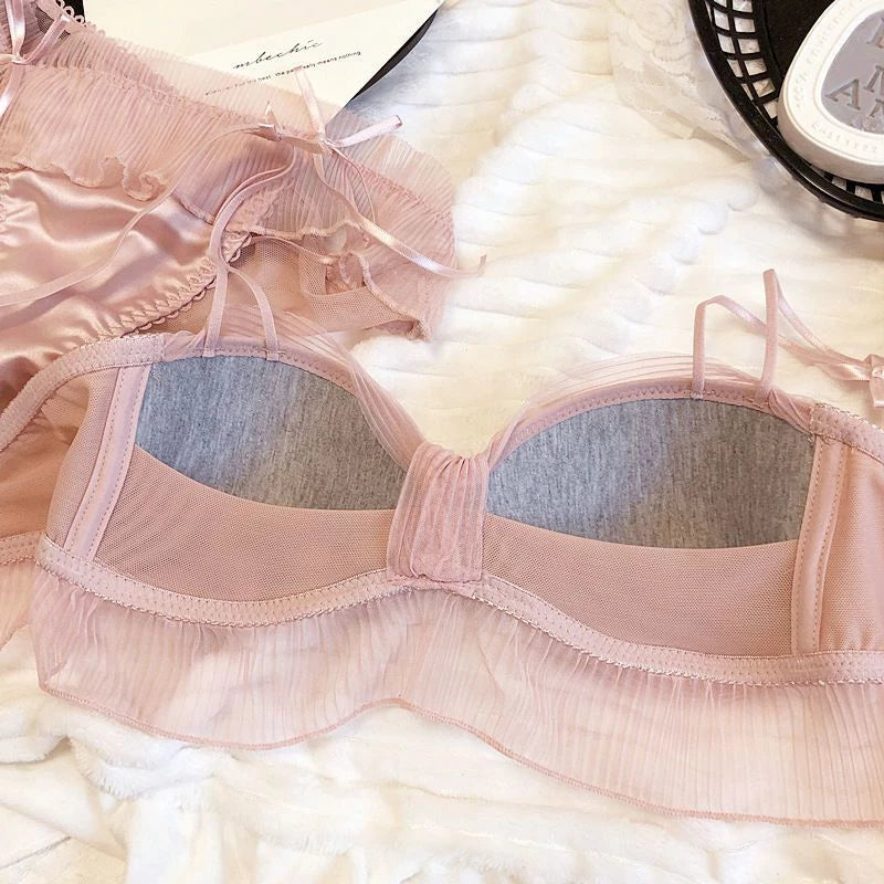 Ribbon Butterfly Style Padded Bra Set