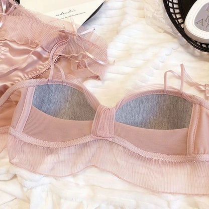 Ribbon Butterfly Style Padded Bra Set