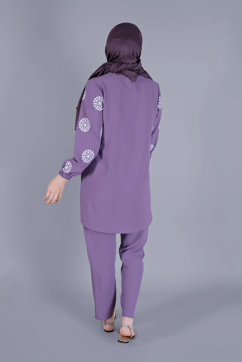 Winter Flower Printed Long Sleeves 2 PC Co-Ord Set