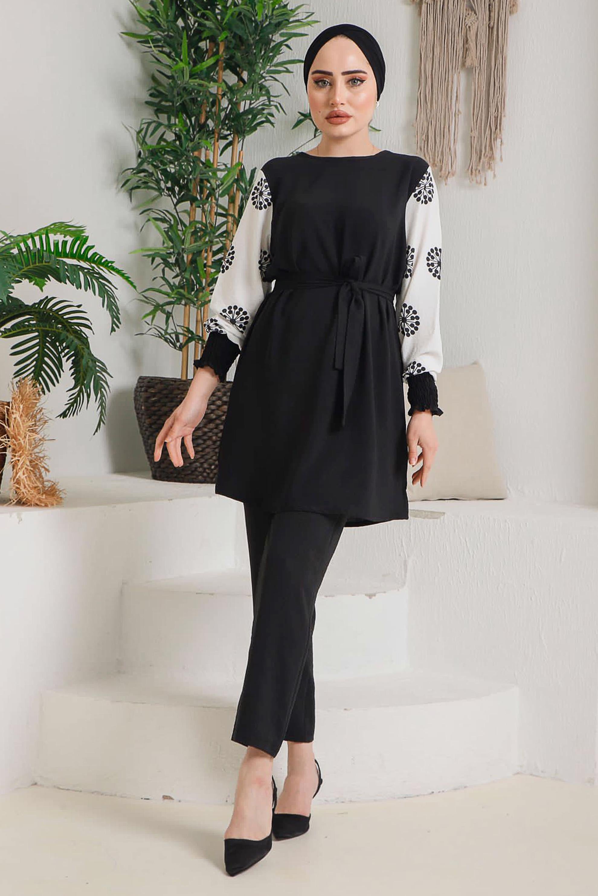 Winter Frock Style Printed Long Sleeves 2 PC Co-Ord Set