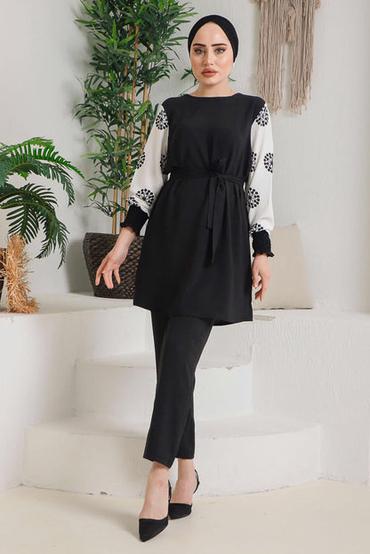Winter Frock Style Printed Long Sleeves 2 PC Co-Ord Set