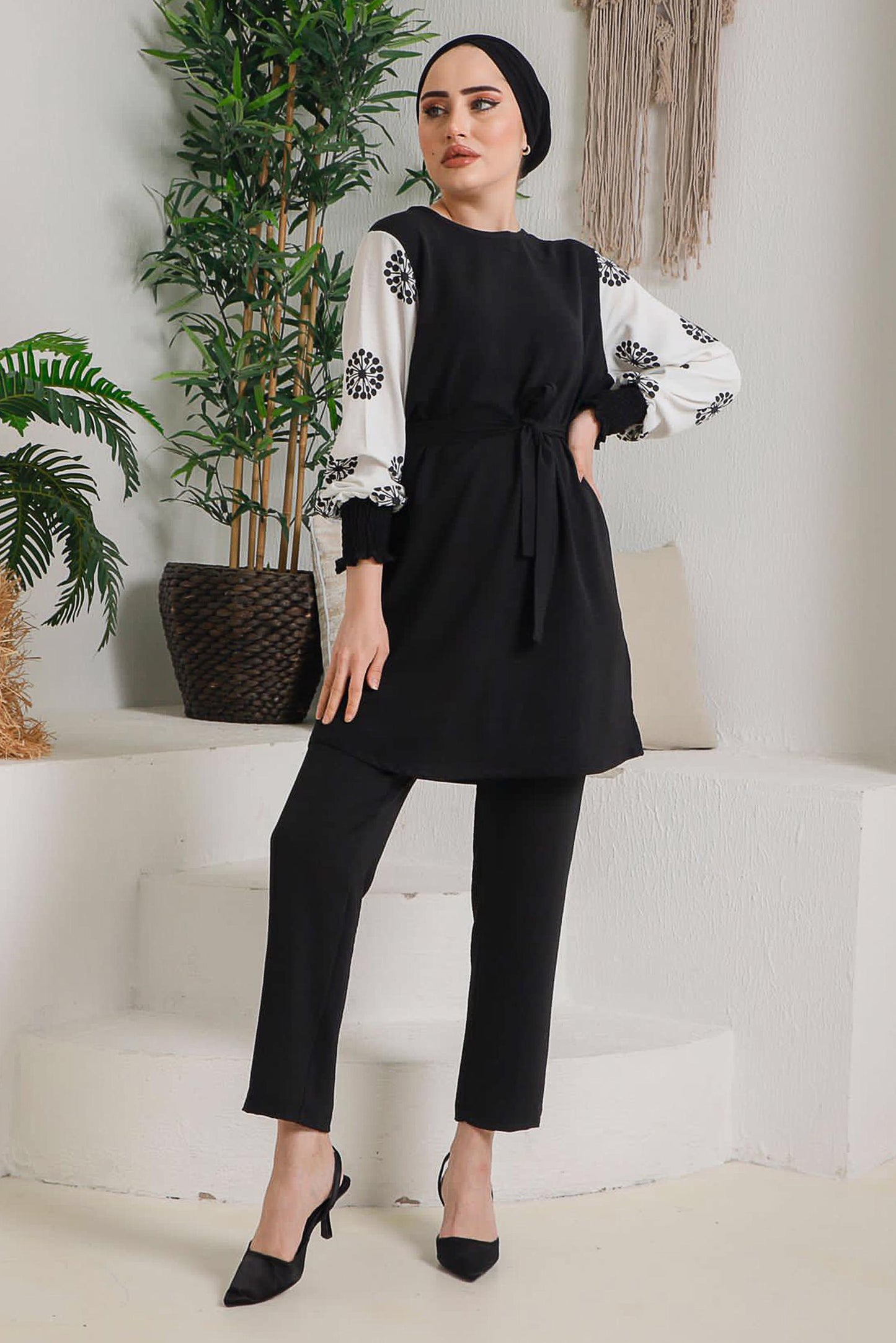 Winter Frock Style Printed Long Sleeves 2 PC Co-Ord Set