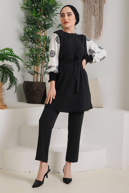 Winter Frock Style Printed Long Sleeves 2 PC Co-Ord Set