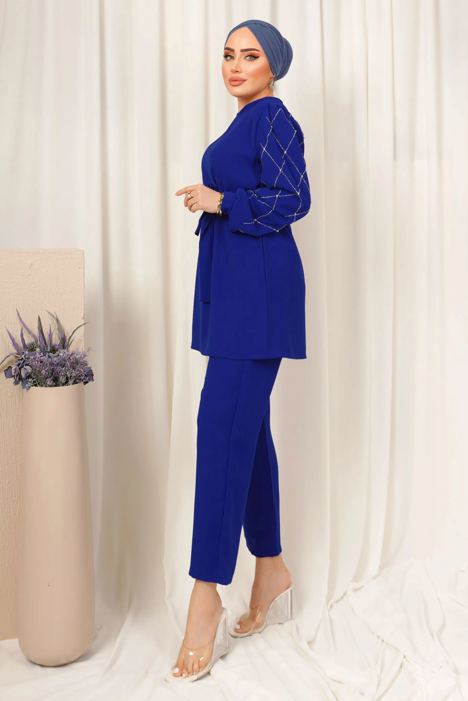 Winter Blue Diamond Printed Co-Ord Set