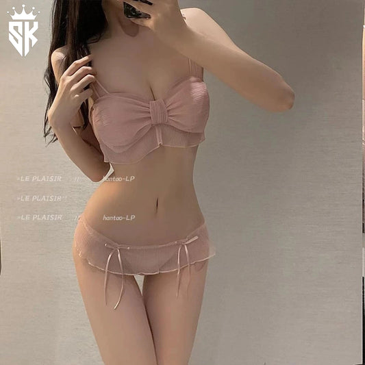 Ribbon Butterfly Style Padded Bra Set