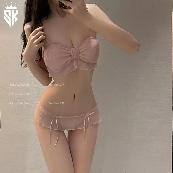Ribbon Butterfly Style Padded Bra Set